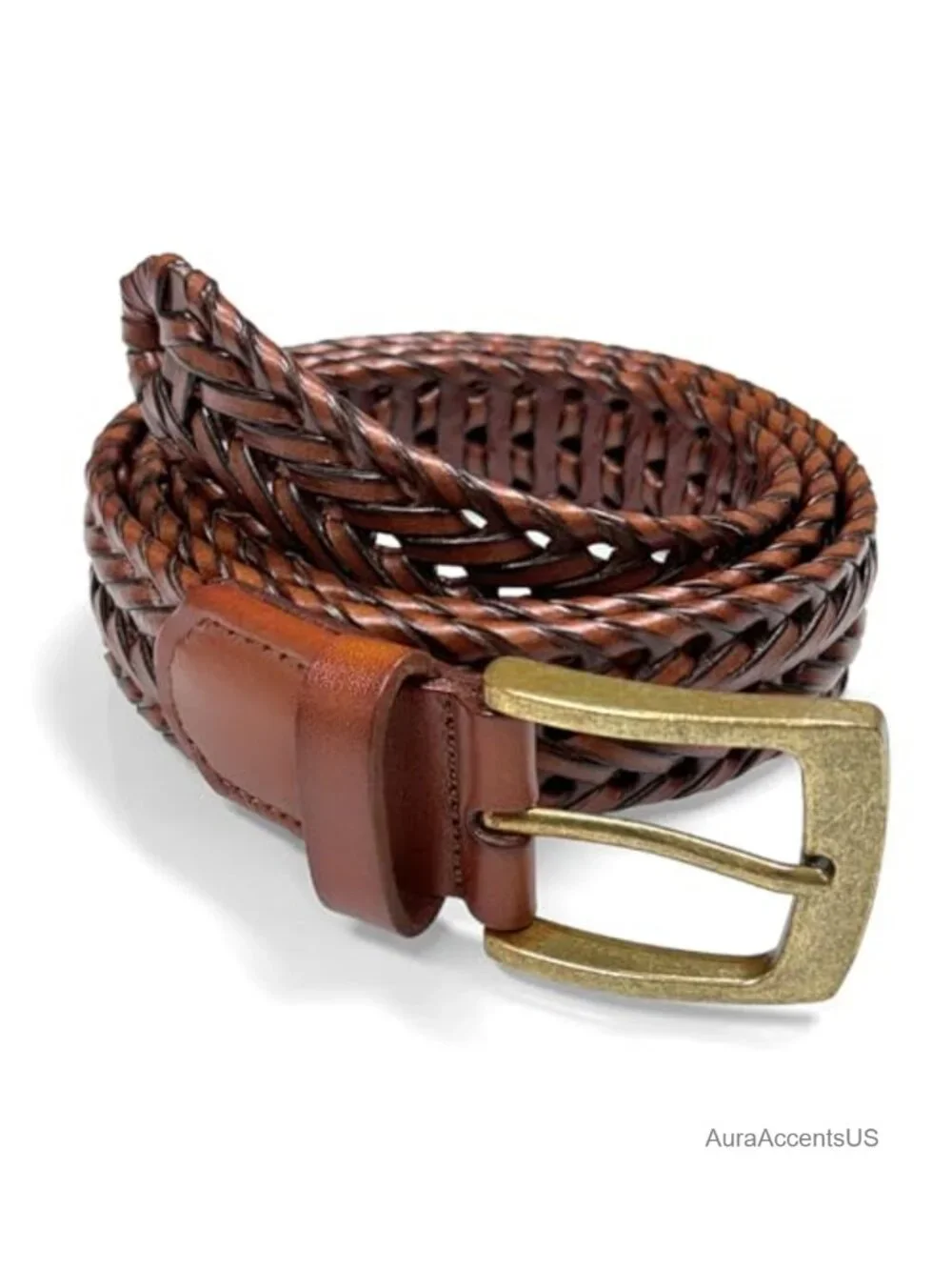 Genuine Leather Braided Casual Dress Belt 35mm Wide